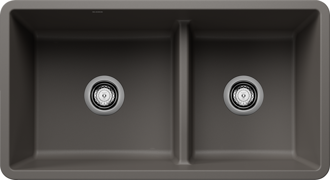 Blanco Precis U 1 3/4 Bowl Low Divide Undermount Kitchen Sink - Volcano Gray
