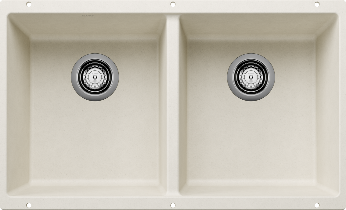 Blanco Precis U 2 Equal Double Bowl Undermount Kitchen Sink - Soft White