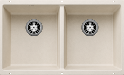 Blanco Precis U 2 Equal Double Bowl Undermount Kitchen Sink - Soft White