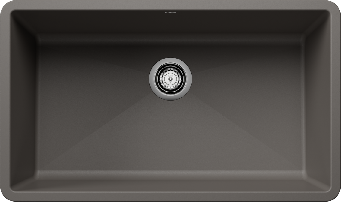 Blanco Precis U Super Single Undermount Kitchen Sink - Volcano Gray