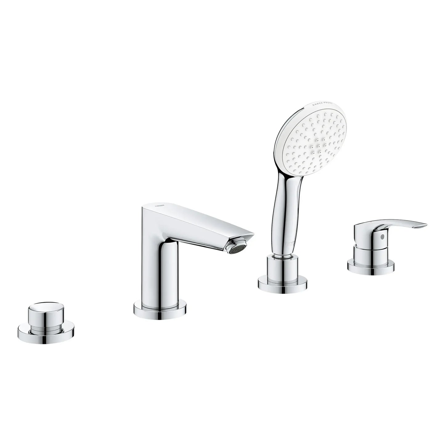 Robinet de baignoire romain monotrou Grohe Eurosmart à 4 trous, montage sur le pont, avec douchette à main de 1,5 gpm - 25277