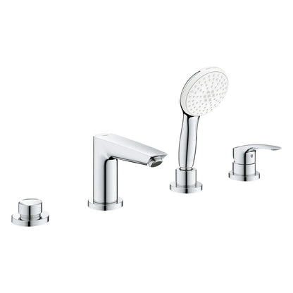 Robinet de baignoire romain monotrou Grohe Eurosmart à 4 trous, montage sur le pont, avec douchette à main de 1,5 gpm - 25277