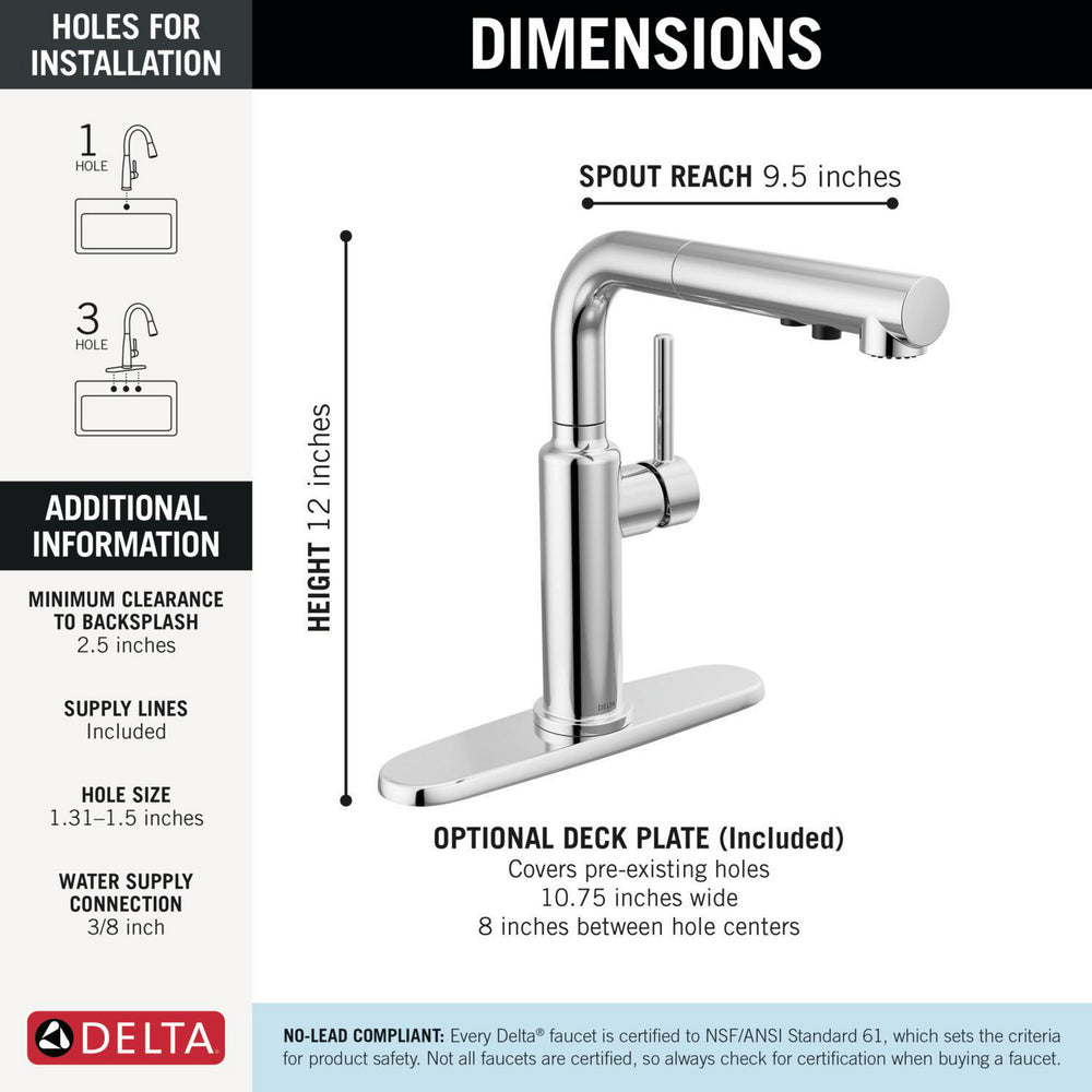 Delta Daneri Single Handle Pull-Out Kitchen Faucet - 16879