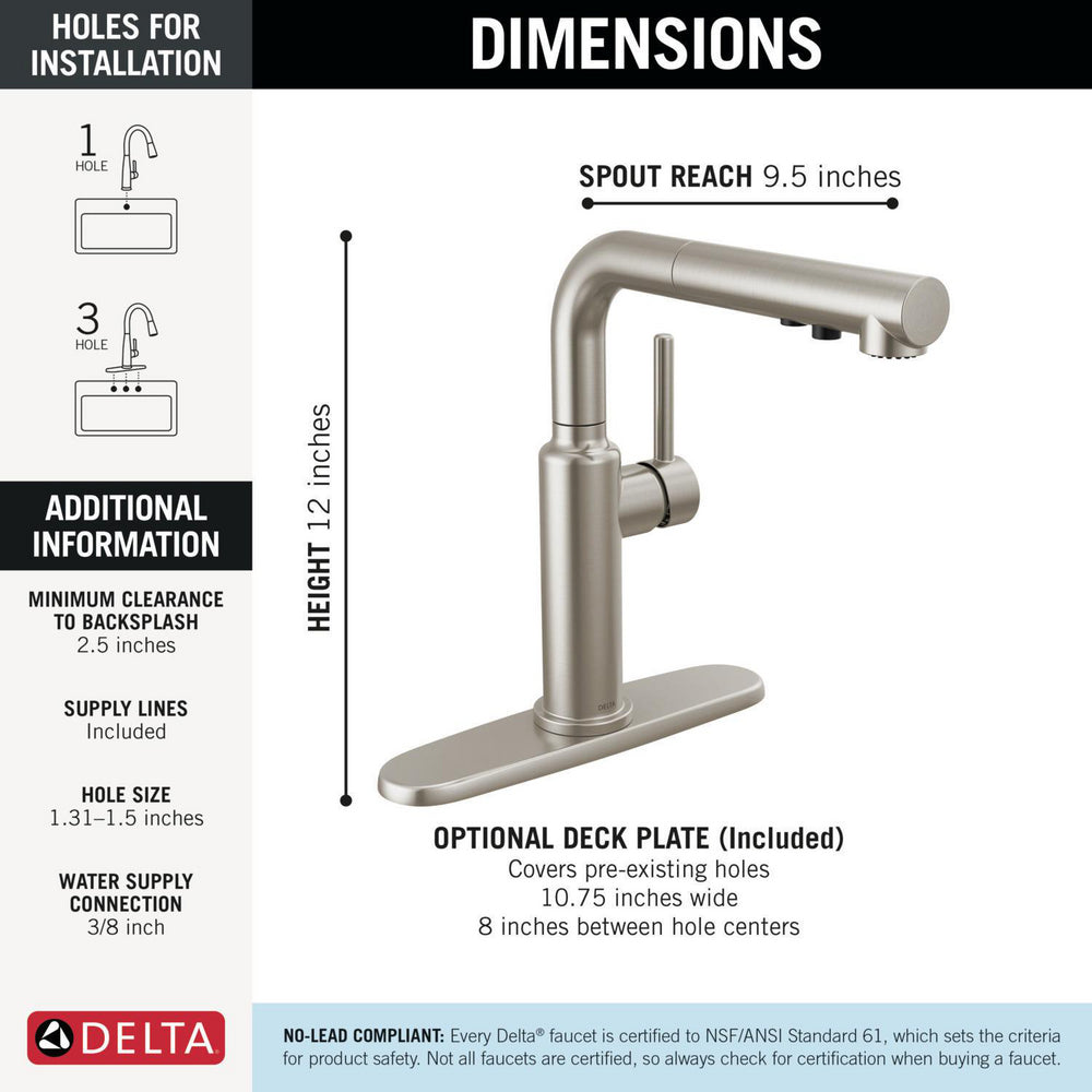 Delta Daneri Single Handle Pull-Out Kitchen Faucet - 16879