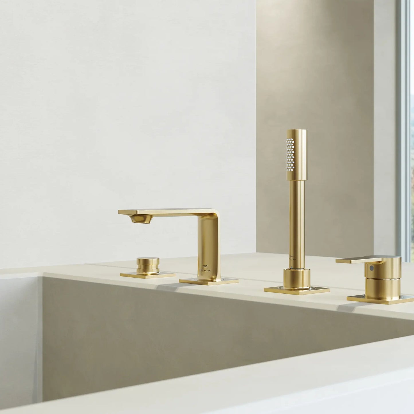 Grohe Allure New 4-Hole Single-Handle Deck Mount Roman Tub Faucet With 1.75 GPM Hand Shower