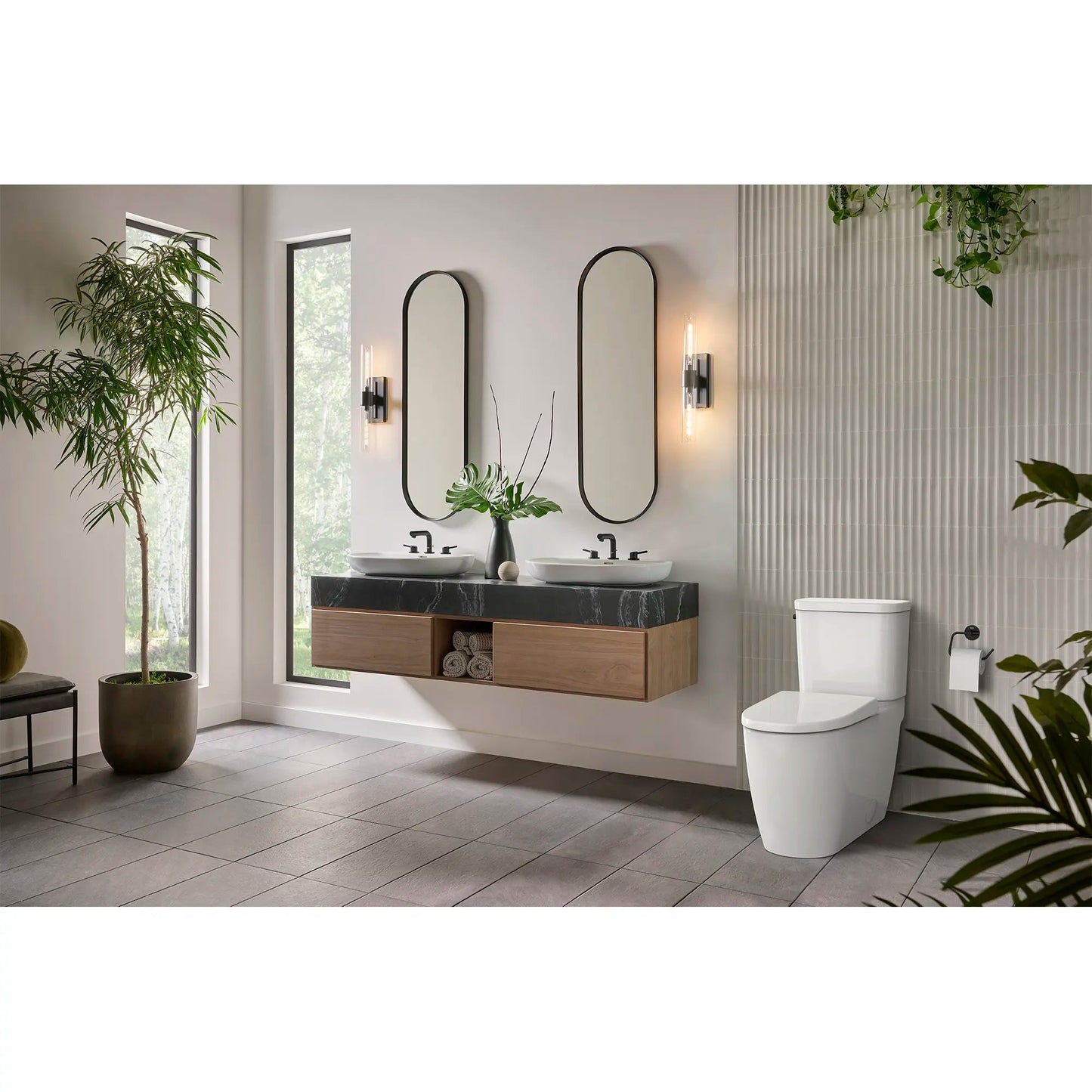 Grohe Essence Two-Piece Right Height Elongated Toilet With Seat 1.28 GPF, Left-Hand Trip Lever