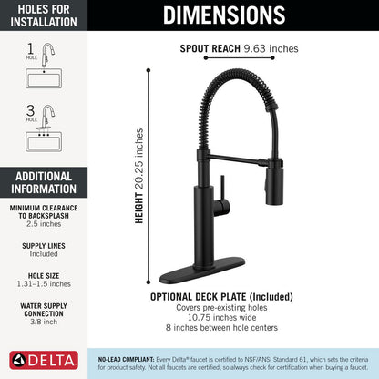 Delta Antoni Single-Handle Pull-Down Spring Kitchen Faucet - 18803