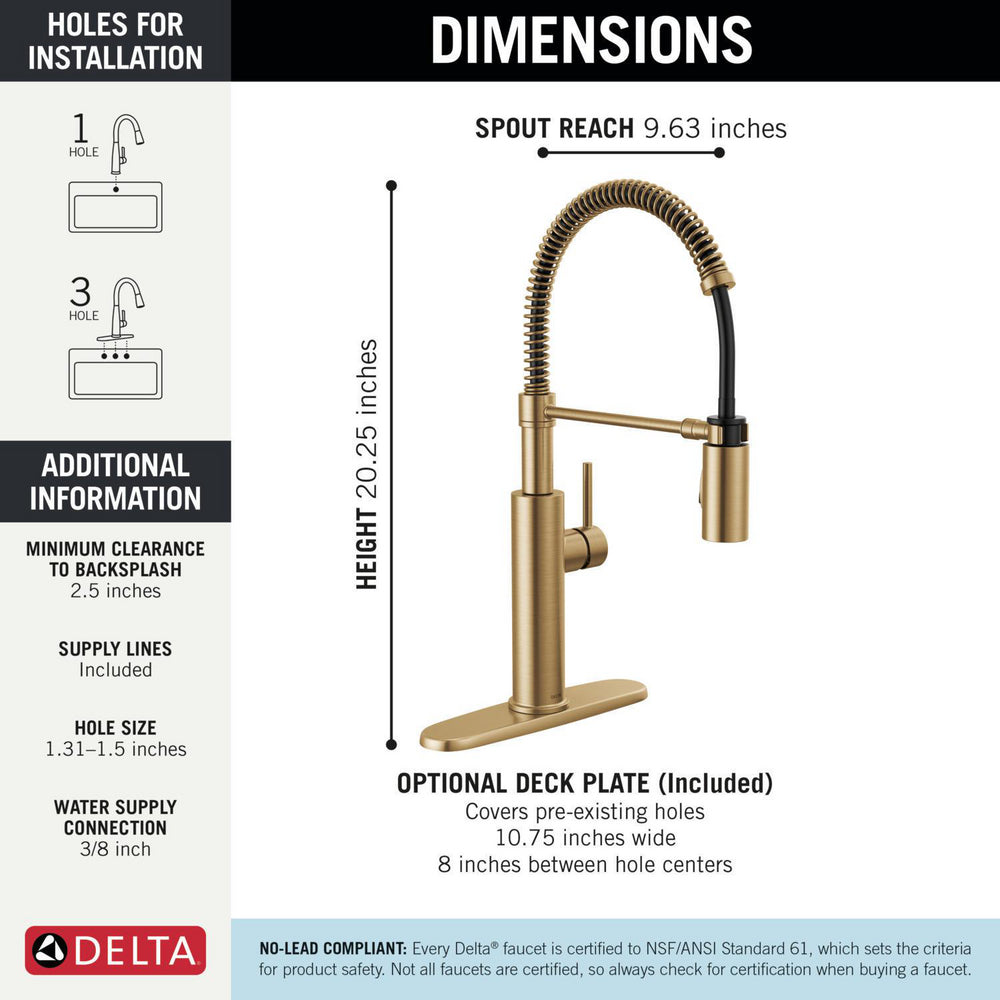 Delta Antoni Single-Handle Pull-Down Spring Kitchen Faucet - 18803