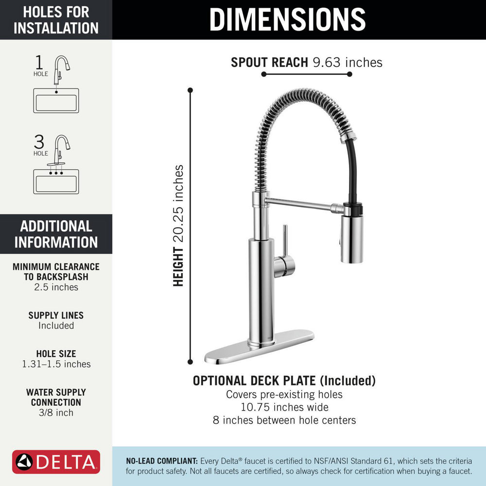 Delta Antoni Single-Handle Pull-Down Spring Kitchen Faucet - 18803