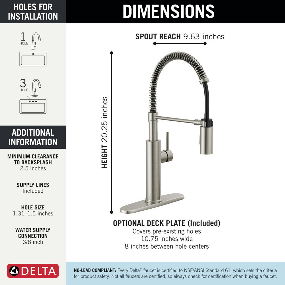 Delta Antoni Single-Handle Pull-Down Spring Kitchen Faucet - 18803