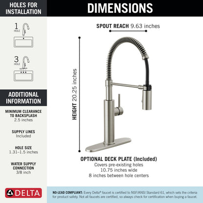 Delta Antoni Single-Handle Pull-Down Spring Kitchen Faucet - 18803