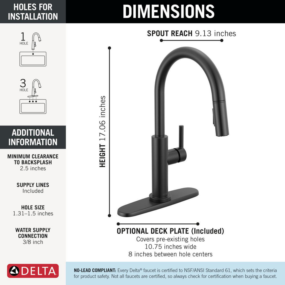 Delta Nicoli J Spout Kitchen Faucet - 19867LF