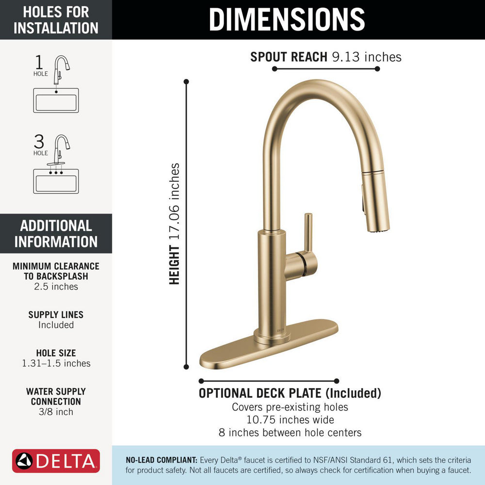 Delta Nicoli J Spout Kitchen Faucet - 19867LF