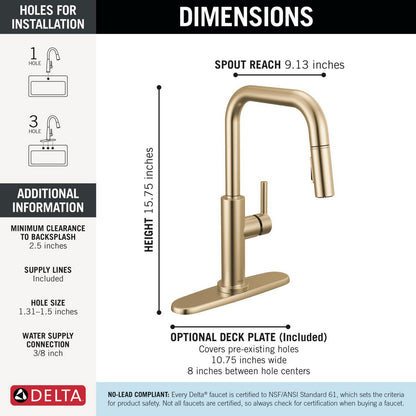 Delta Nicoli Double Bend Spout Kitchen Faucet - 19868LF