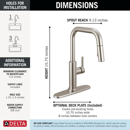 Delta Nicoli Double Bend Spout Kitchen Faucet - 19868LF
