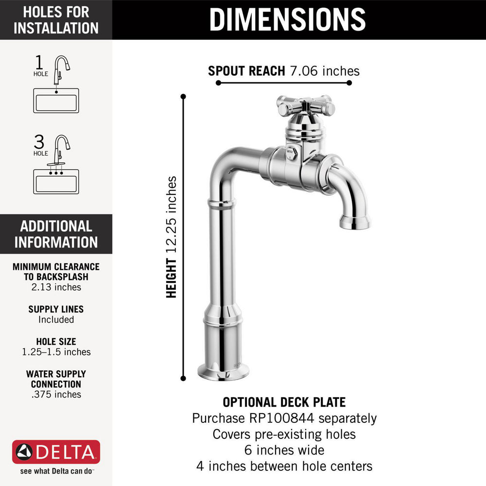 Delta Broderick True Bar Kitchen Faucet - 1990LFC