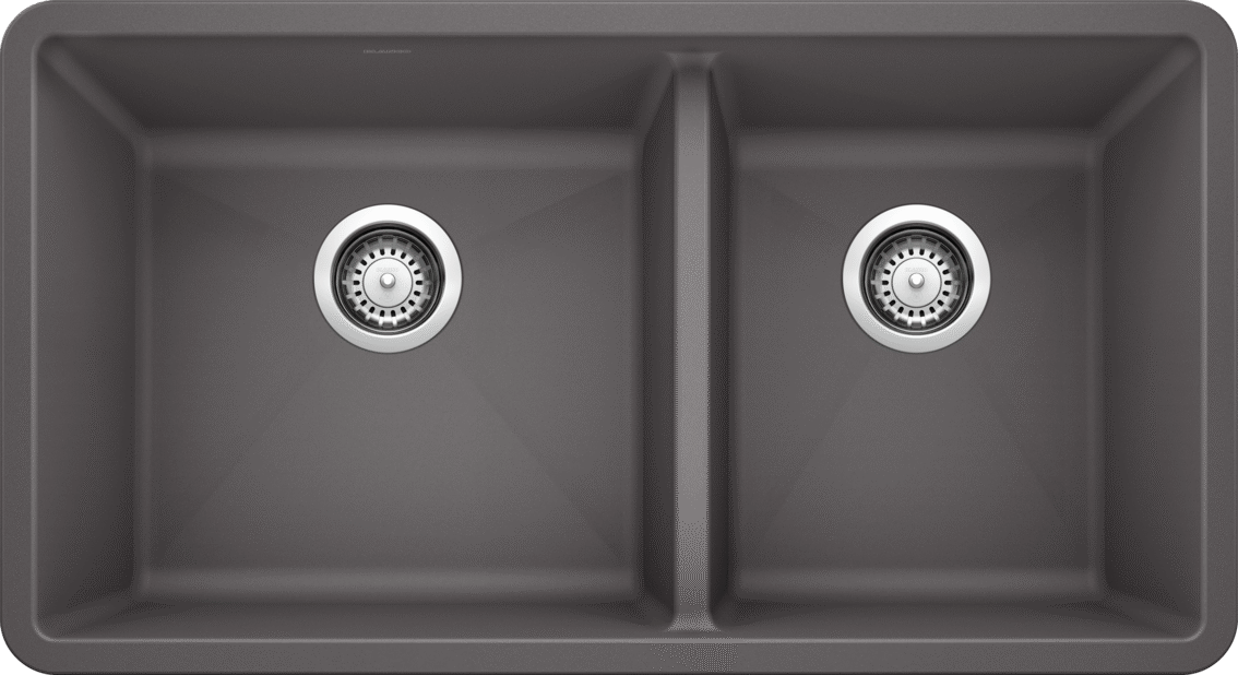Blanco Precis U 1 3/4 Bowl Silgranit Undermount Kitchen Sink - Cinder