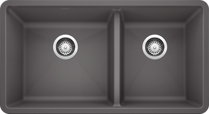 Blanco Precis U 1 3/4 Bowl Silgranit Undermount Kitchen Sink - Cinder