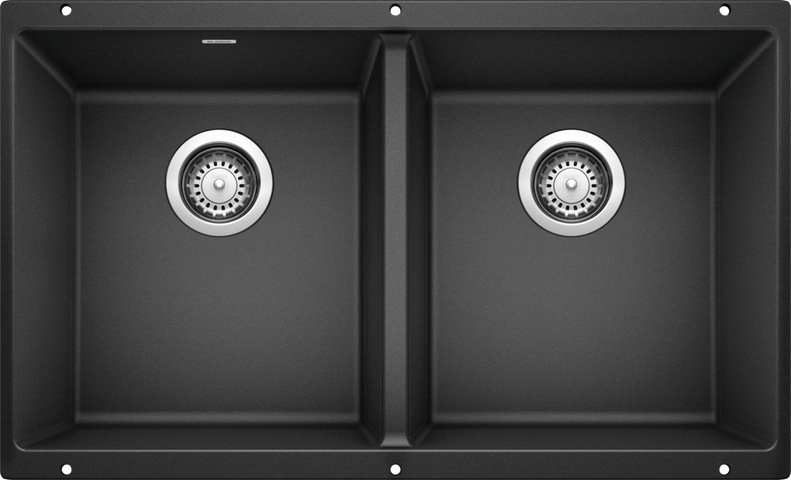 Blanco Precis U 2 Equal Double Bowl Undermount Kitchen Sink - Anthracite