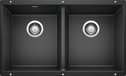 Blanco Precis U 2 Equal Double Bowl Undermount Kitchen Sink - Anthracite