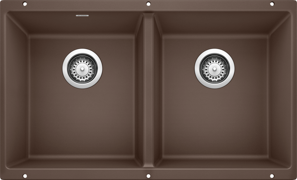 Blanco Precis U 2 Equal Double Bowl Undermount Kitchen Sink - Cafe