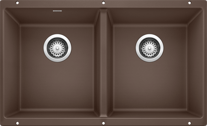 Blanco Precis U 2 Equal Double Bowl Undermount Kitchen Sink - Cafe
