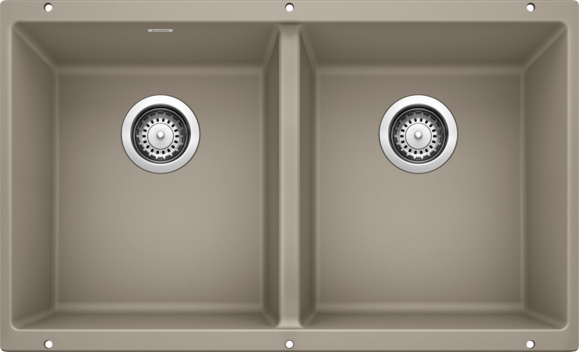 Blanco Precis U 2 Equal Double Bowl Undermount Kitchen Sink - Truffle
