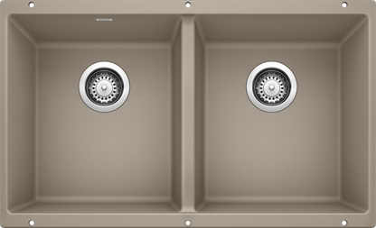 Blanco Precis U 2 Equal Double Bowl Undermount Kitchen Sink - Truffle