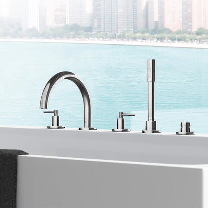Grohe Atrio New 5-Hole 2-Handle Deck Mount Roman Tub Faucet with 6.6 L/min (1.75 GPM) Hand Shower - 25274
