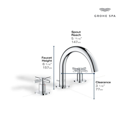 Grohe Atrio New 8-inch Widespread 2-Handle S-Size Bathroom Faucet without Handles, 1.2 GPM