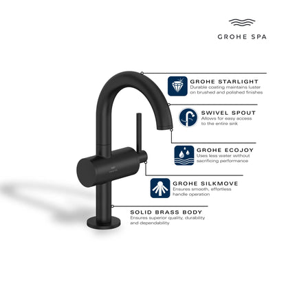 Grohe Atrio New Single Hole Single-Handle M-Size Bathroom Faucet, 1.2 GPM (4.5 L/min) - 24351