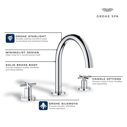 Grohe Atrio New 3-Hole 2-Handle Deck Mount Roman Tub Faucet without Handles - 25273