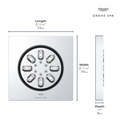 Grohe Rainshower Aqua Body Spray, Square - 2 Sprays, 0.9 GPM (3.4 L/min) - 26845