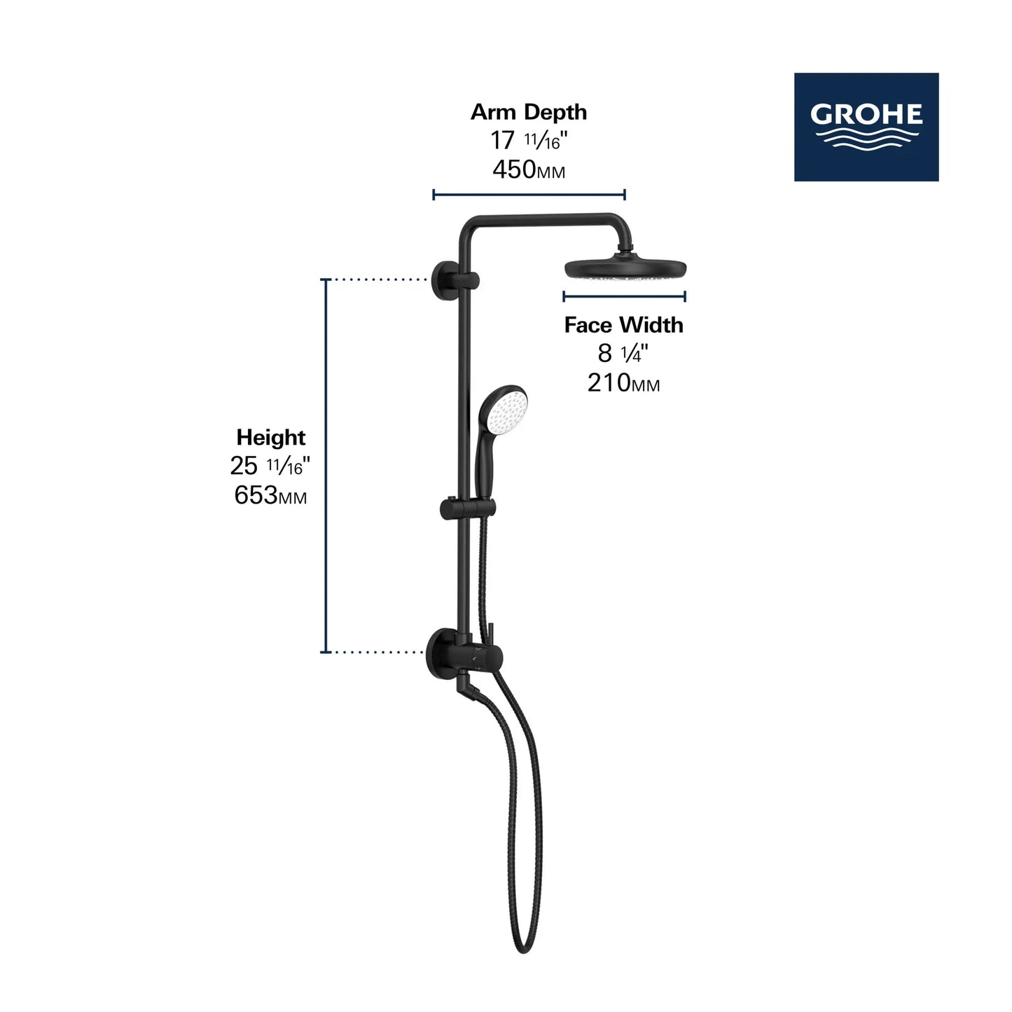 Grohe Tempesta 25" Shower System, 6.6 L/min (1.75 gpm) - 26123