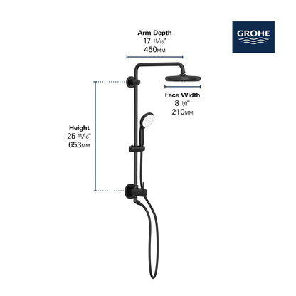 Grohe Tempesta 25" Shower System, 6.6 L/min (1.75 gpm) - 26123