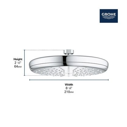 Grohe Tempesta 210 Shower Head, 8" - 1 Spray, 6.6 L/min (1.75 gpm) - 26409