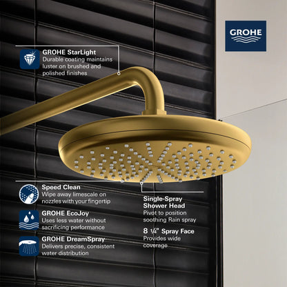 Grohe Tempesta 210 Shower Head, 8" - 1 Spray, 6.6 L/min (1.75 gpm) - 26409