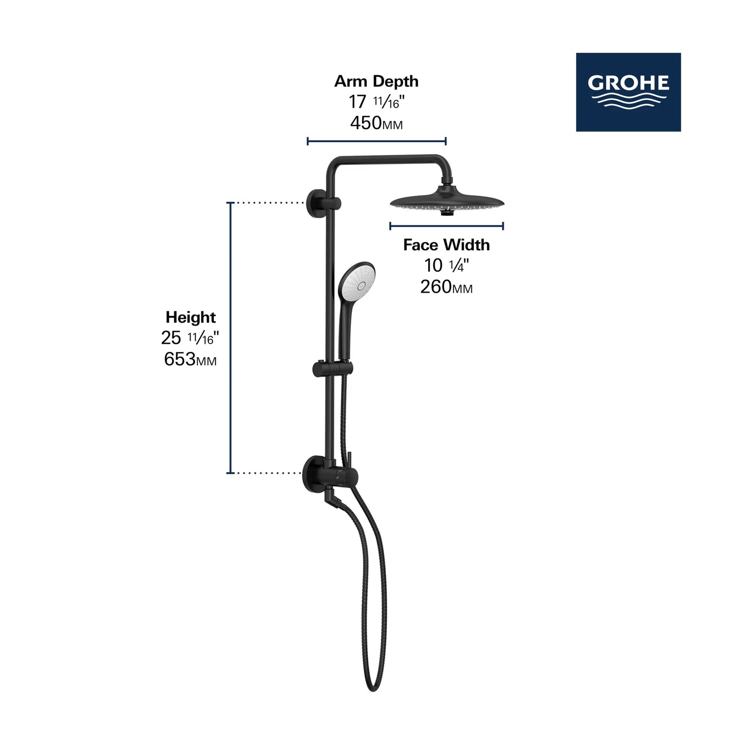 Grohe Retro-Fit 25" Euphoria Shower System, 9.5 L/min (2.5 gpm) - 27867