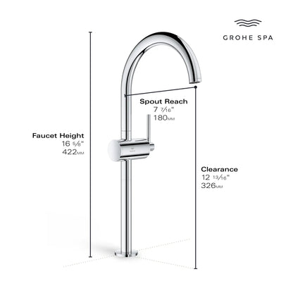 Grohe Atrio New Single Hole Single-Handle Vessel Sink Faucet, 1.2 GPM (4.5 L/min) - 24352
