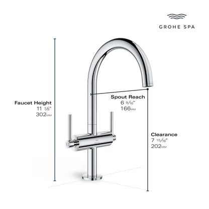 Grohe Atrio New Single Hole Two-Handle L-Size Bathroom Faucet without Handles, 1.2 GPM (4.5 L/min) - 21146
