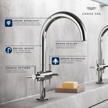 Grohe Atrio New Single Hole Two-Handle L-Size Bathroom Faucet without Handles, 1.2 GPM (4.5 L/min) - 21146