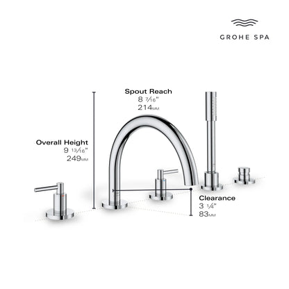 Grohe Atrio New 5-Hole 2-Handle Deck Mount Roman Tub Faucet with 6.6 L/min (1.75 GPM) Hand Shower - 25274