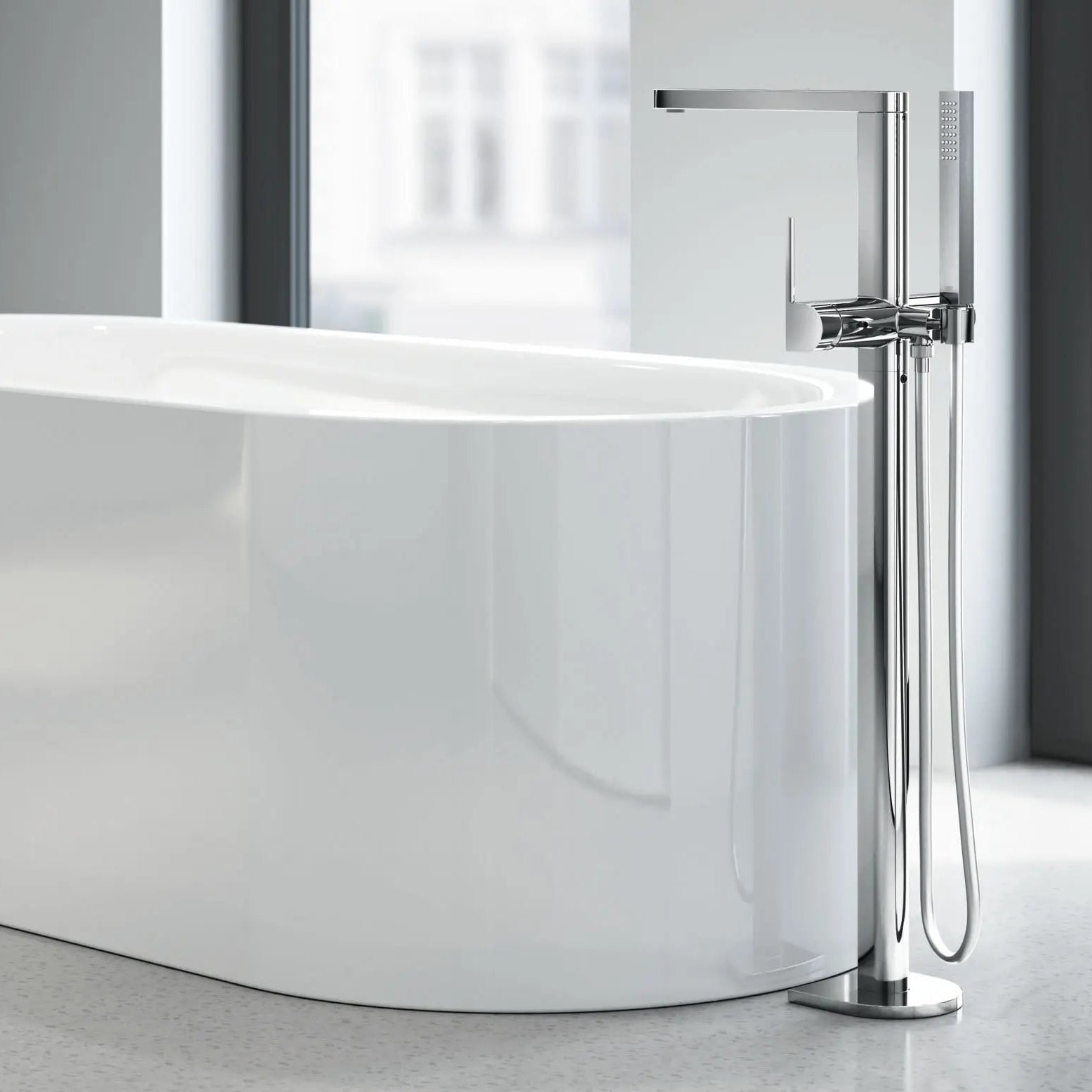 Grohe Plus Floorstanding Tub Filler Available At Eunoia Home