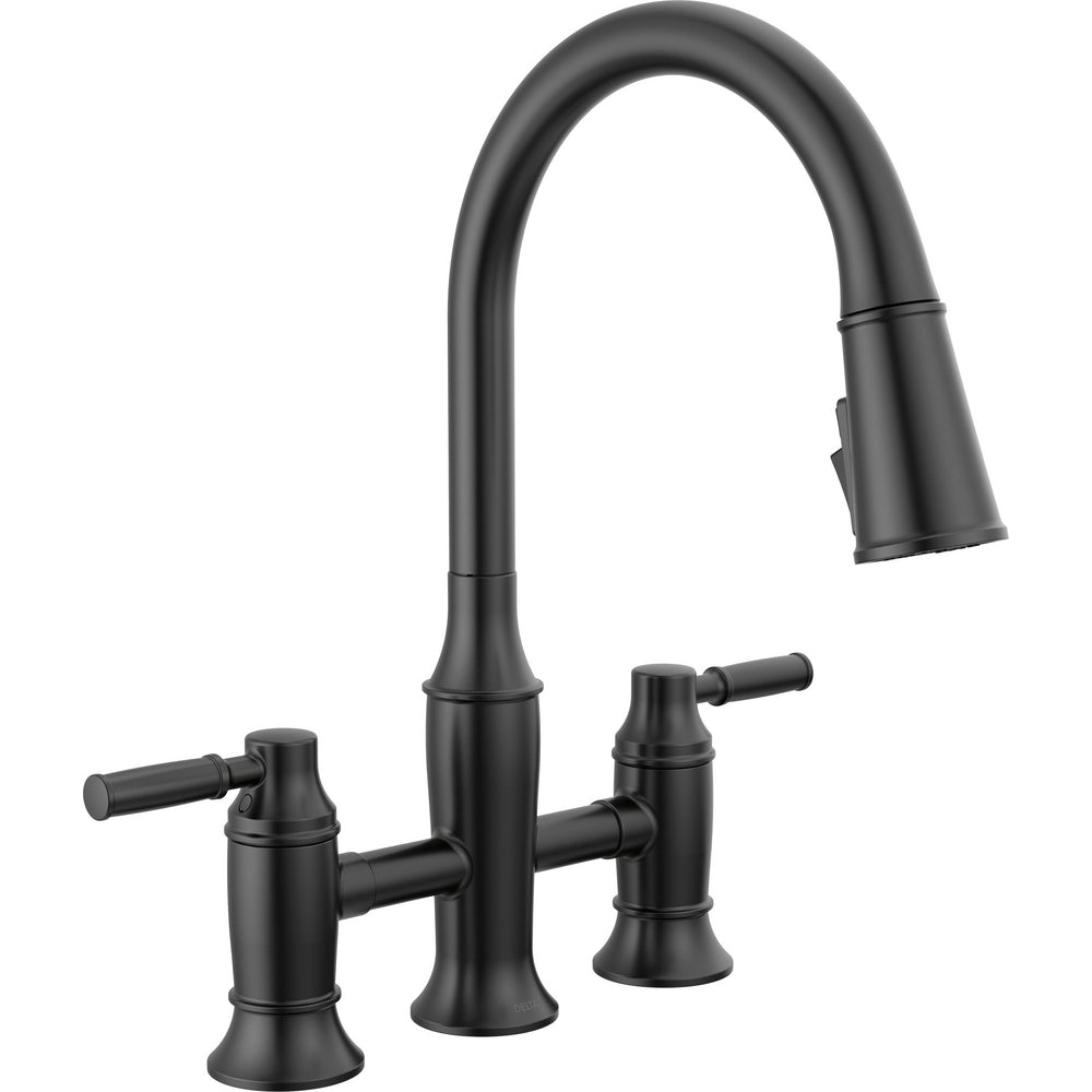 Delta Renaldi Two Handle Pull-Down Bridge Kitchen Faucet - 2384L