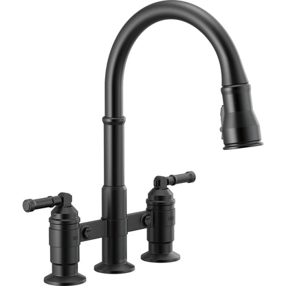 Delta Broderick Two Handle Pull-Down Bridge Kitchen Faucet - 2390L