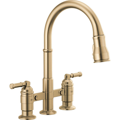 Delta Broderick Two Handle Pull-Down Bridge Kitchen Faucet - 2390L