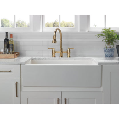 Delta Broderick Two Handle Pull-Down Bridge Kitchen Faucet - 2390L