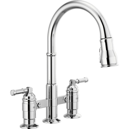 Delta Broderick Two Handle Pull-Down Bridge Kitchen Faucet - 2390L