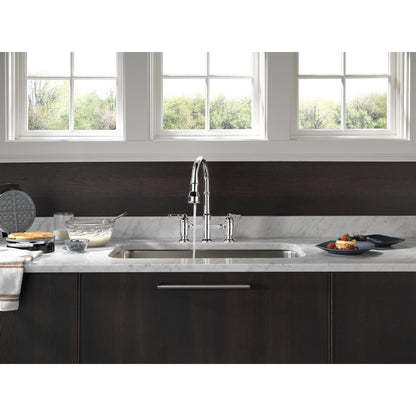 Delta Broderick Two Handle Pull-Down Bridge Kitchen Faucet - 2390L