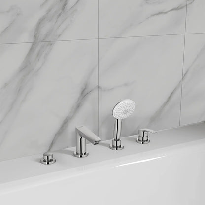Robinet de baignoire romain monotrou Grohe Eurosmart à 4 trous, montage sur le pont, avec douchette à main de 1,5 gpm - 25277